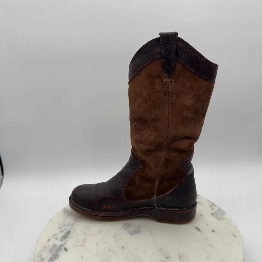 UGG Kensington Tall Boots Womens 6 Brown Leather Suede Shearling Lined 5545 80CH